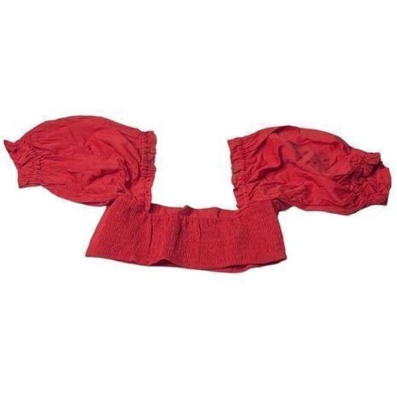 WeWoreWhat Solid Obe Ruby Coco Crop Top Blouse X Large New - Picture 3 of 14